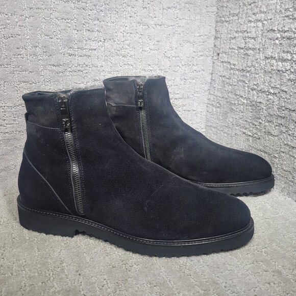Giovanni Conti Mens Size EU 45 US 12 Black Suede Sherpa Lined Winter Ankle Boots - Picture 6 of 13